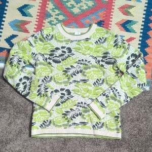 Joie Green Floral Knit Sweater